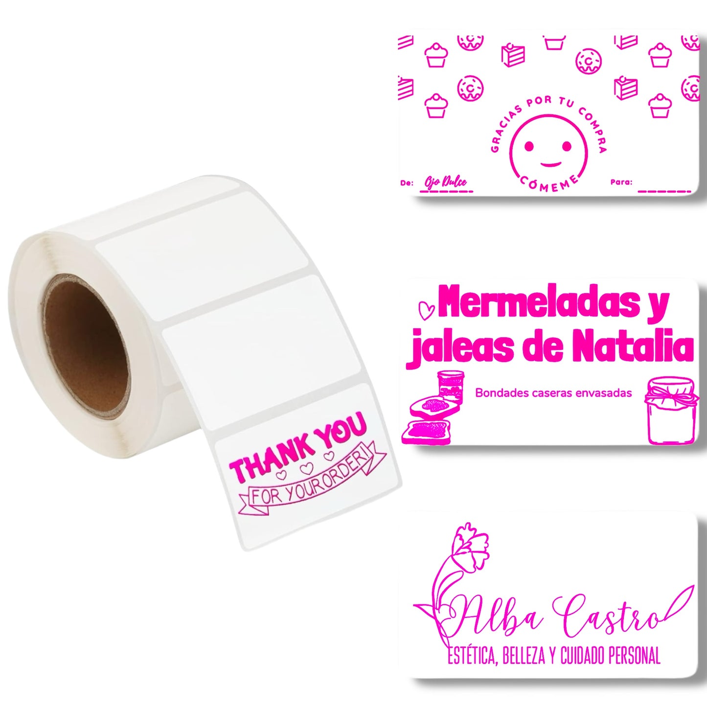 Stickers rectangulares color rosa Personalizados a Tu Estilo 2.25" x 1.25"