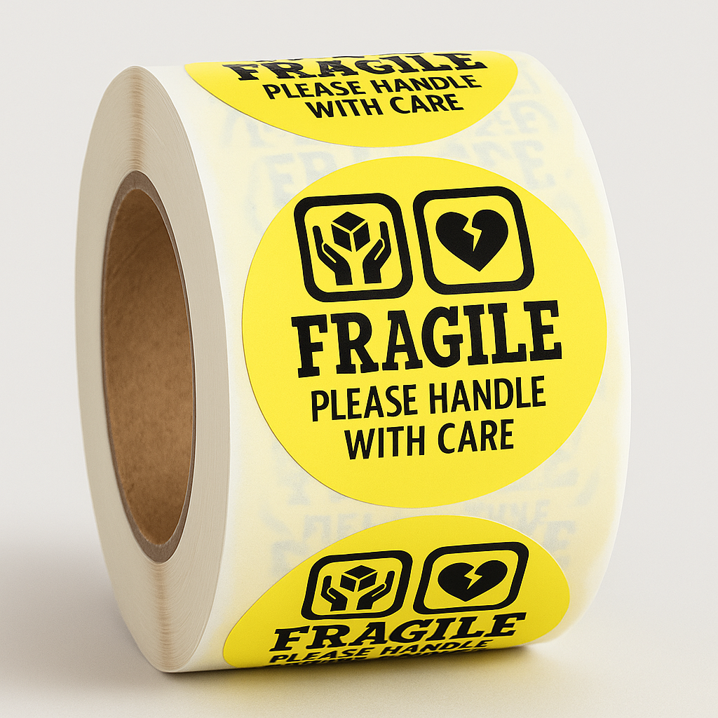 β οΈ FRAGILE Stickers β Handle With Care ππ¦ | 2β Round Labels π‘